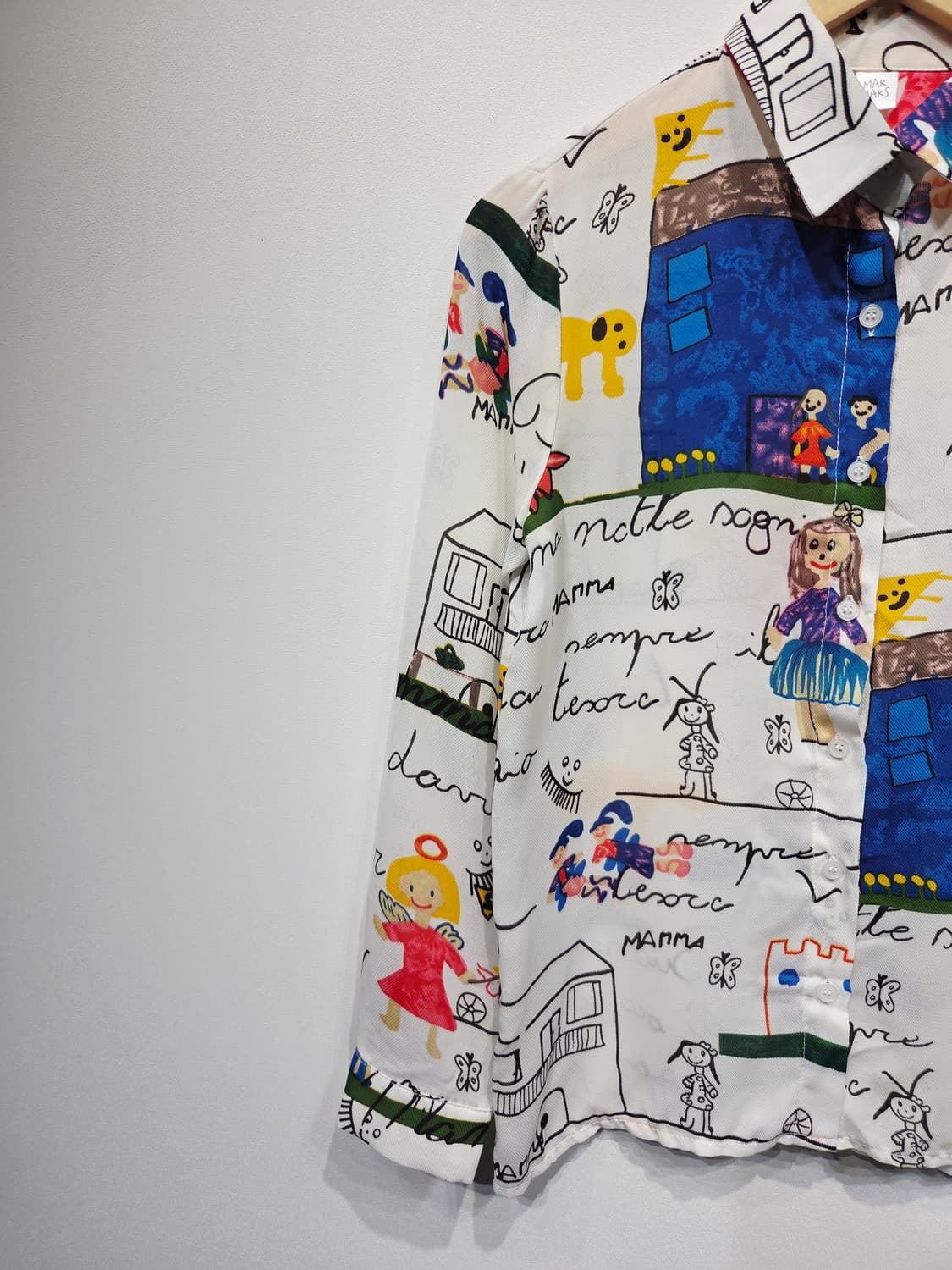 MAK MAKS. 여자 독특한 그림 프린팅 시스루 셔츠 상품이미지2