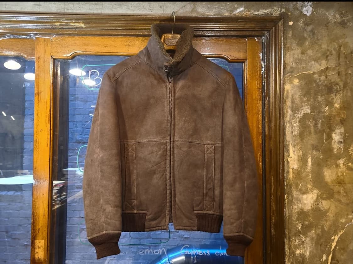 빈티지 브라운 시어링 무스탕 봄버 가죽 자켓 100사이즈 상품이미지4