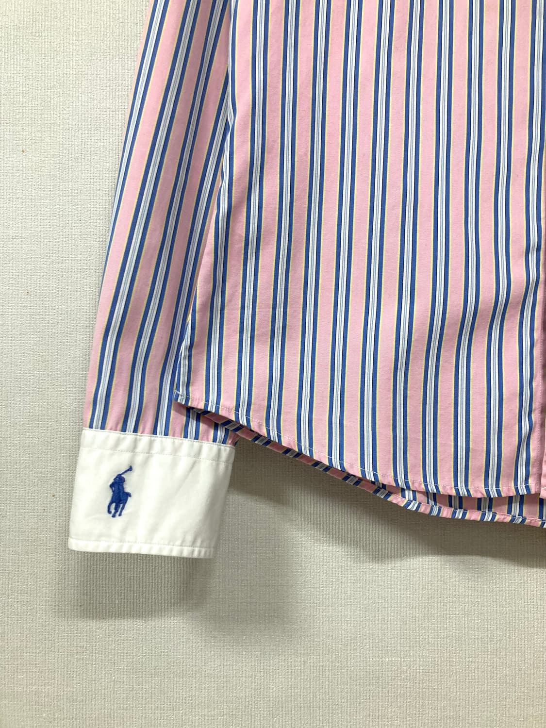 여성 폴로 랄프로렌 소매로고 배색 스트라이프 셔츠 _ 핑크 상품이미지2