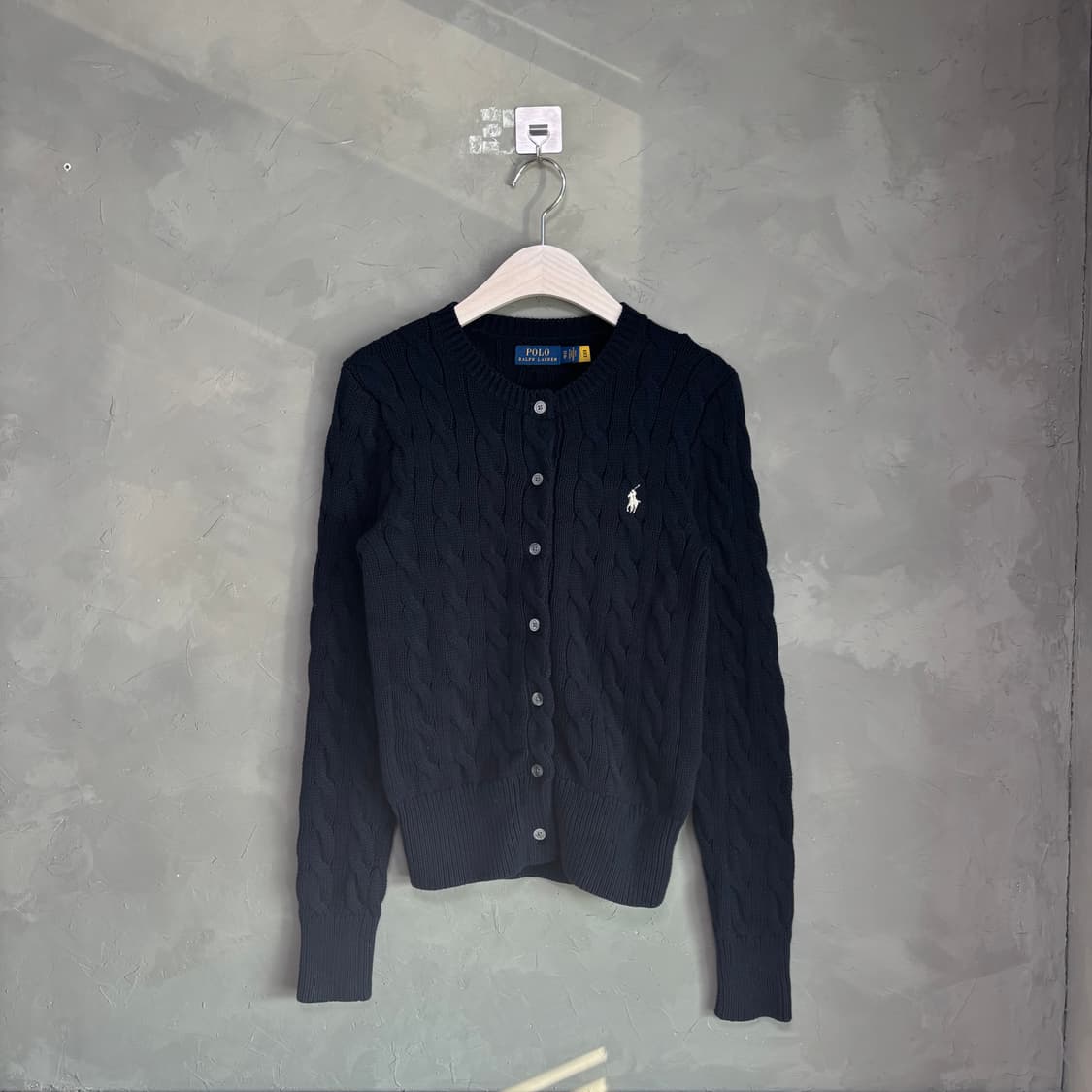 폴로 랄프로렌 꽈배기 니트 가디건 네이비 상품이미지1