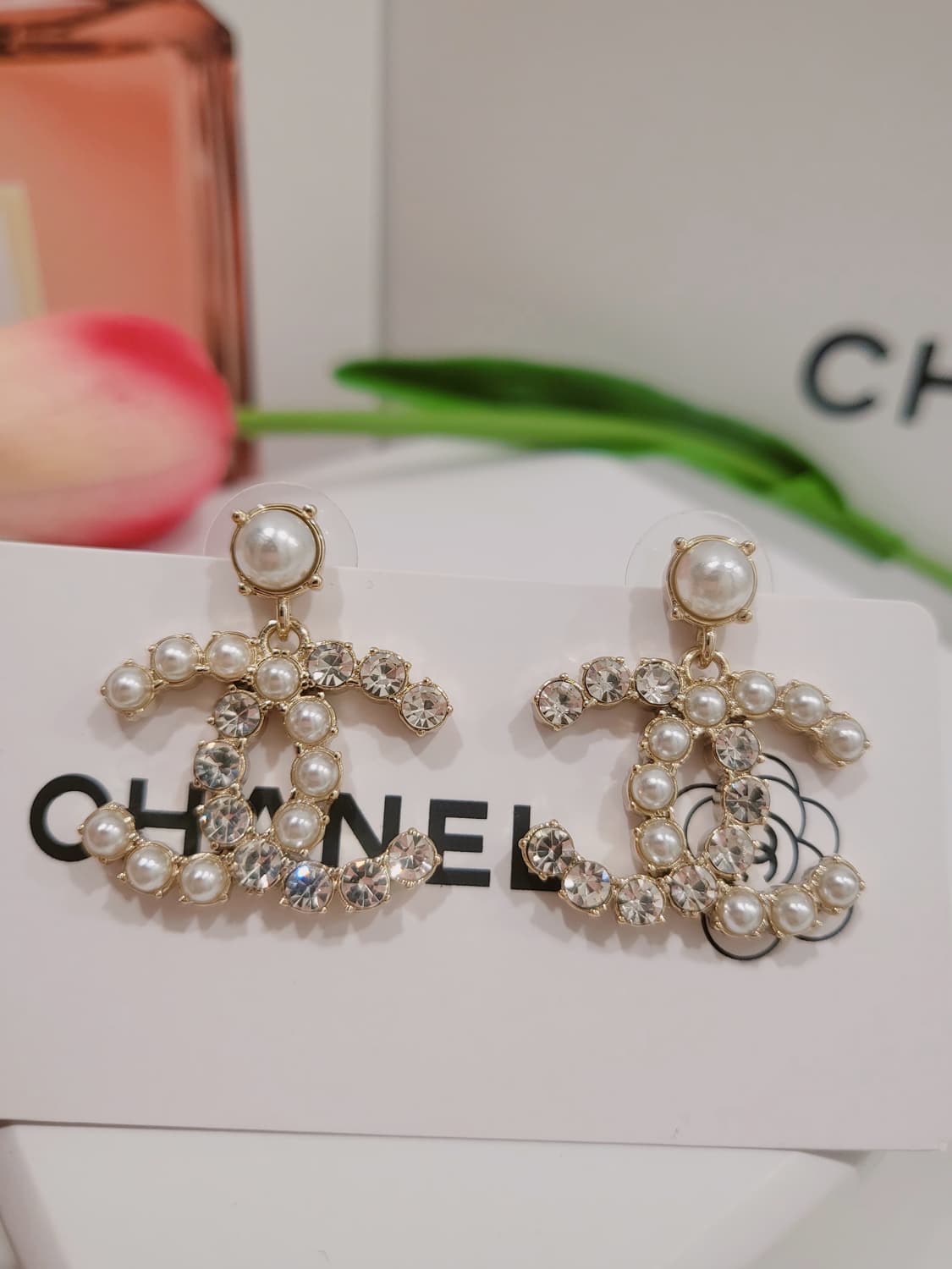 샤넬 진주 크리스탈 귀걸이 업사이클링  상품이미지3