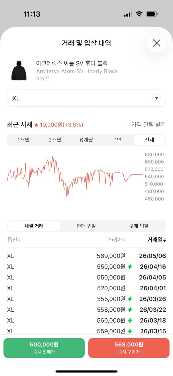 아크테릭스 아톰 SV XL 사이즈  상태 9.8/10  크림도 물론 새거 상품이미지9