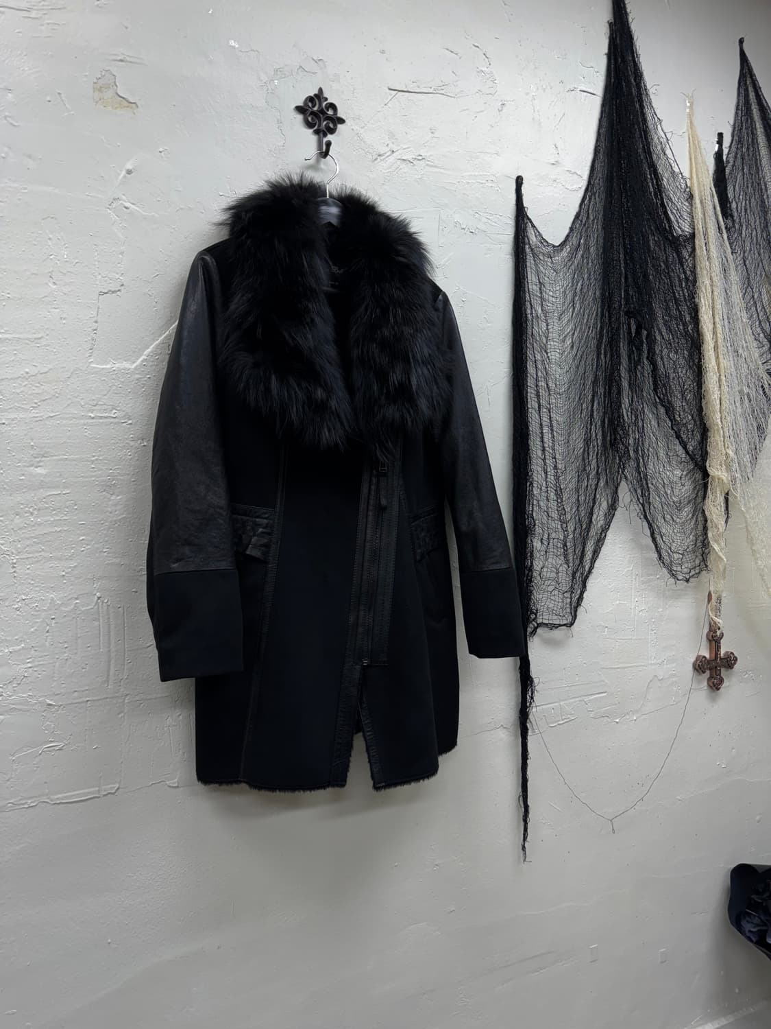 Unknown vkei leather trimming fur jacket 상품이미지1