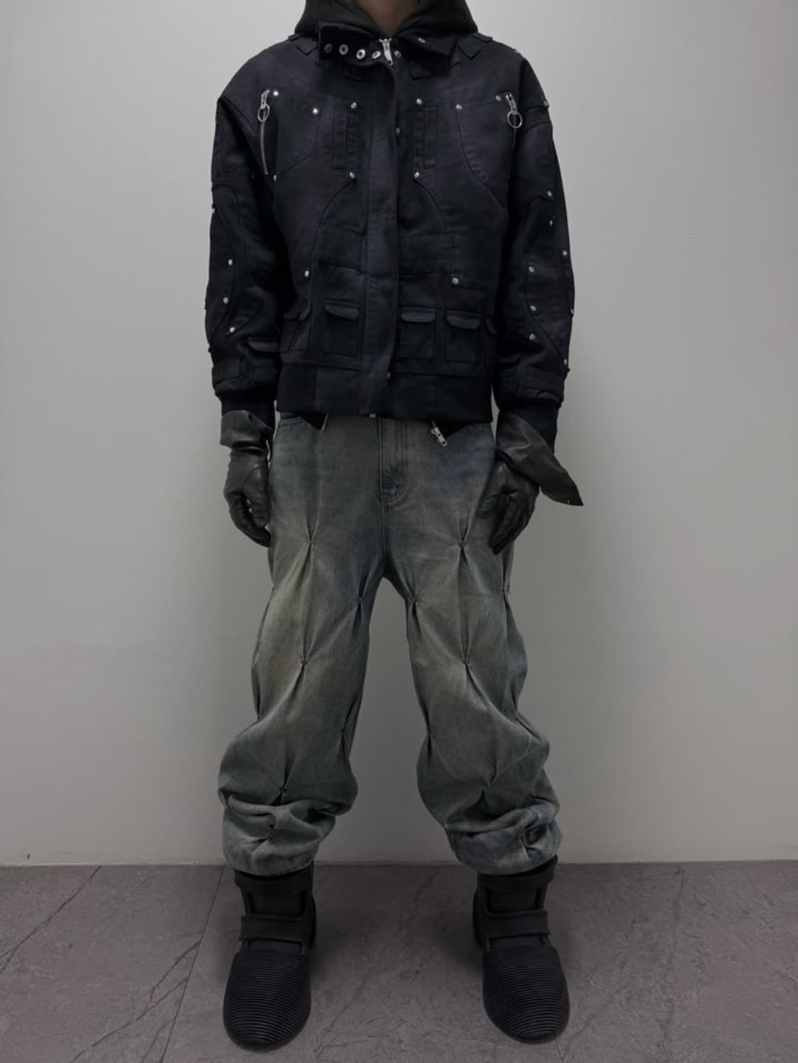 VTG STUD TUCK DETAIL DENIM JEANS 상품이미지1