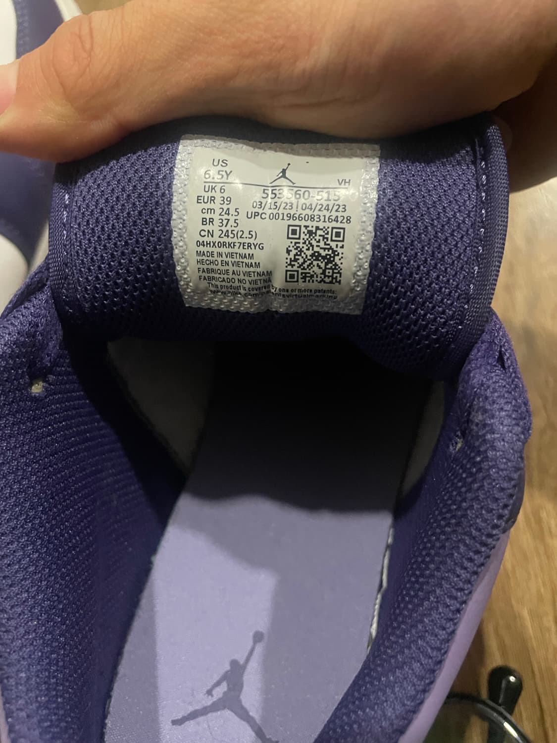 조던1 로우 스카이 퍼플 화이트 상품이미지4