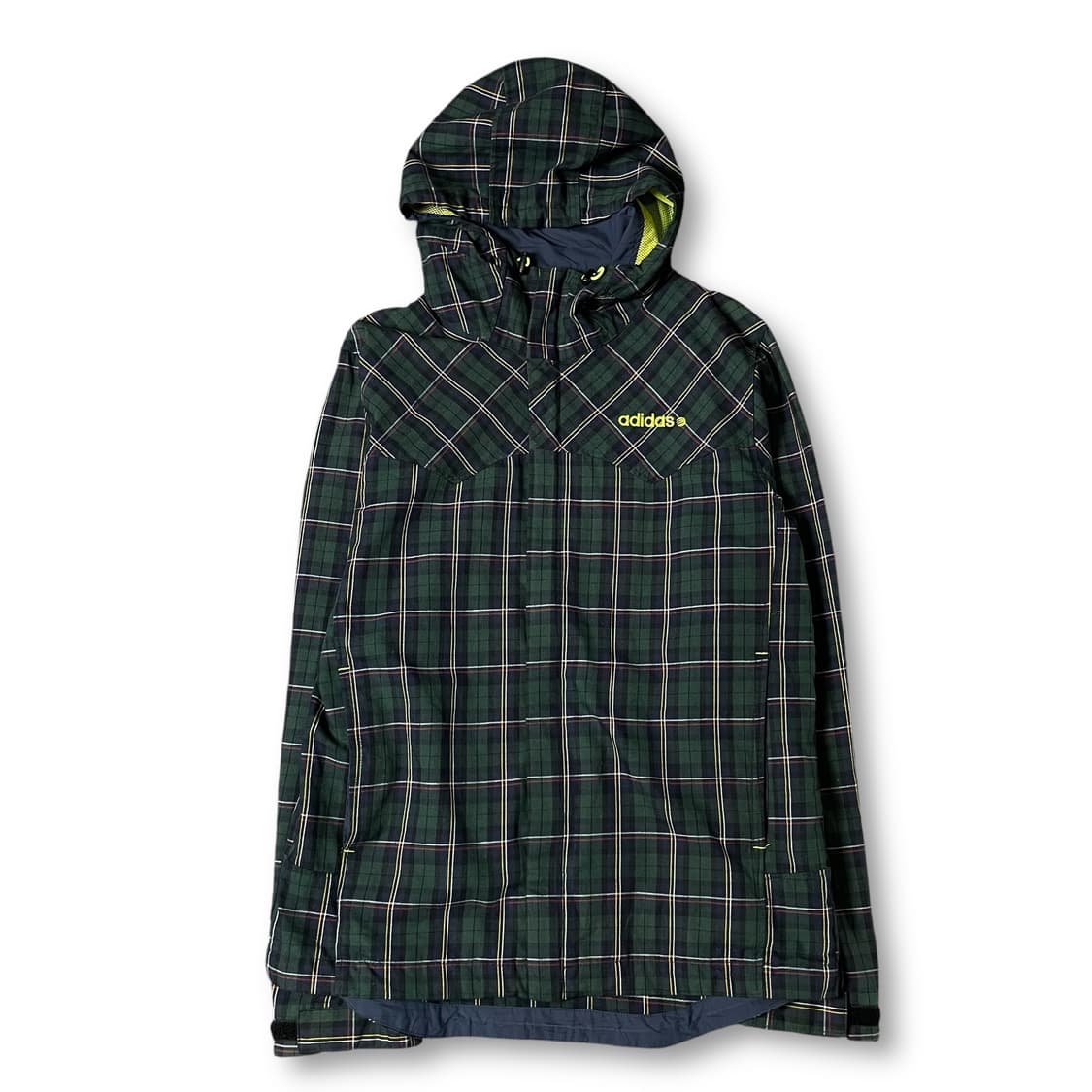 아디다스 연두로고 그린 체크 후드 긴팔 셔츠 자켓 L 상품이미지1
