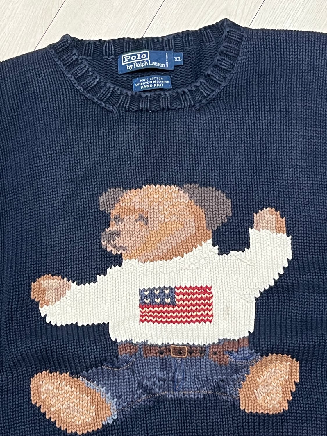 90s폴로랄프로렌성조기베어니트네이비XL 상품이미지3
