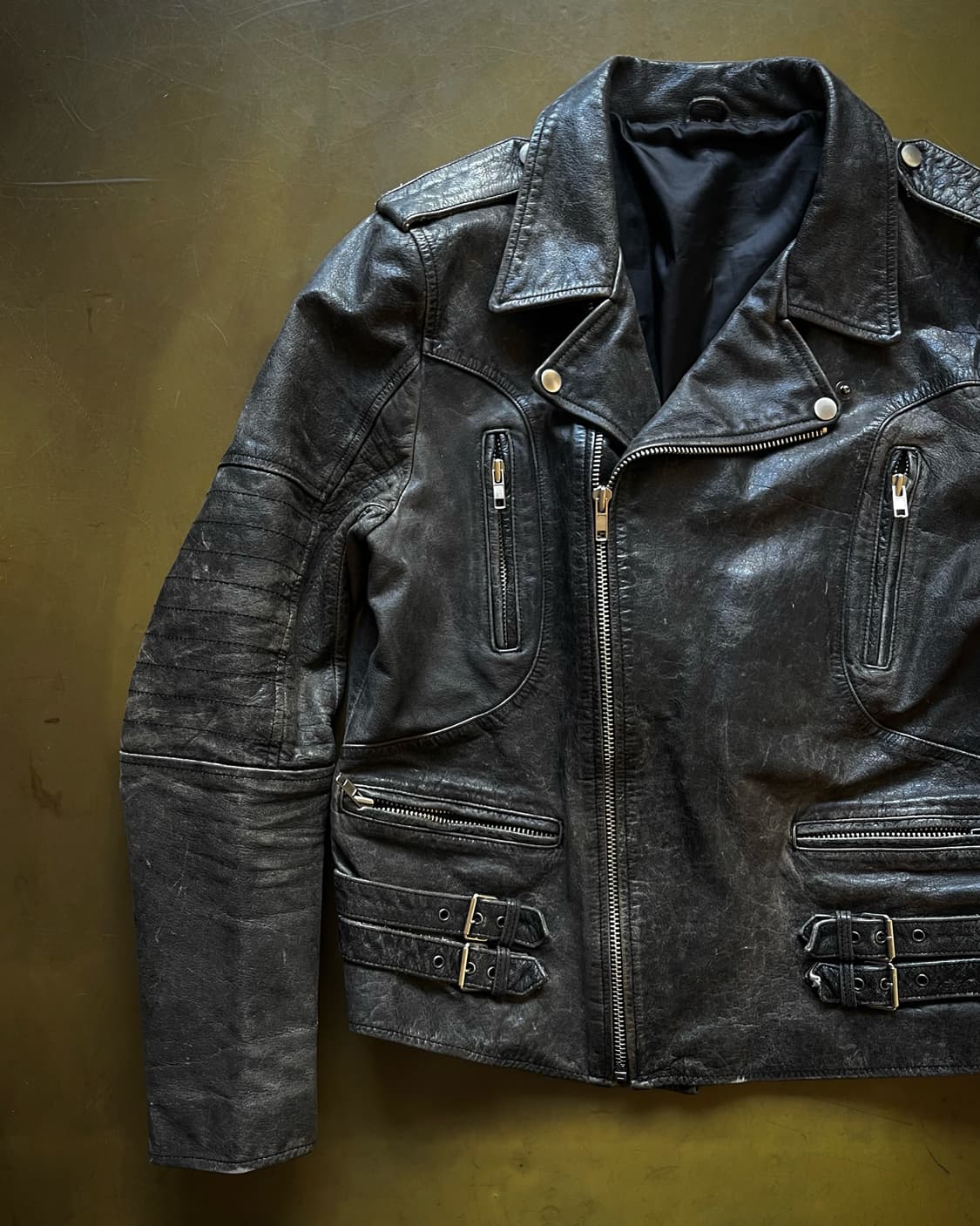 Italian Vintage Real Leather Rider JK 상품이미지5