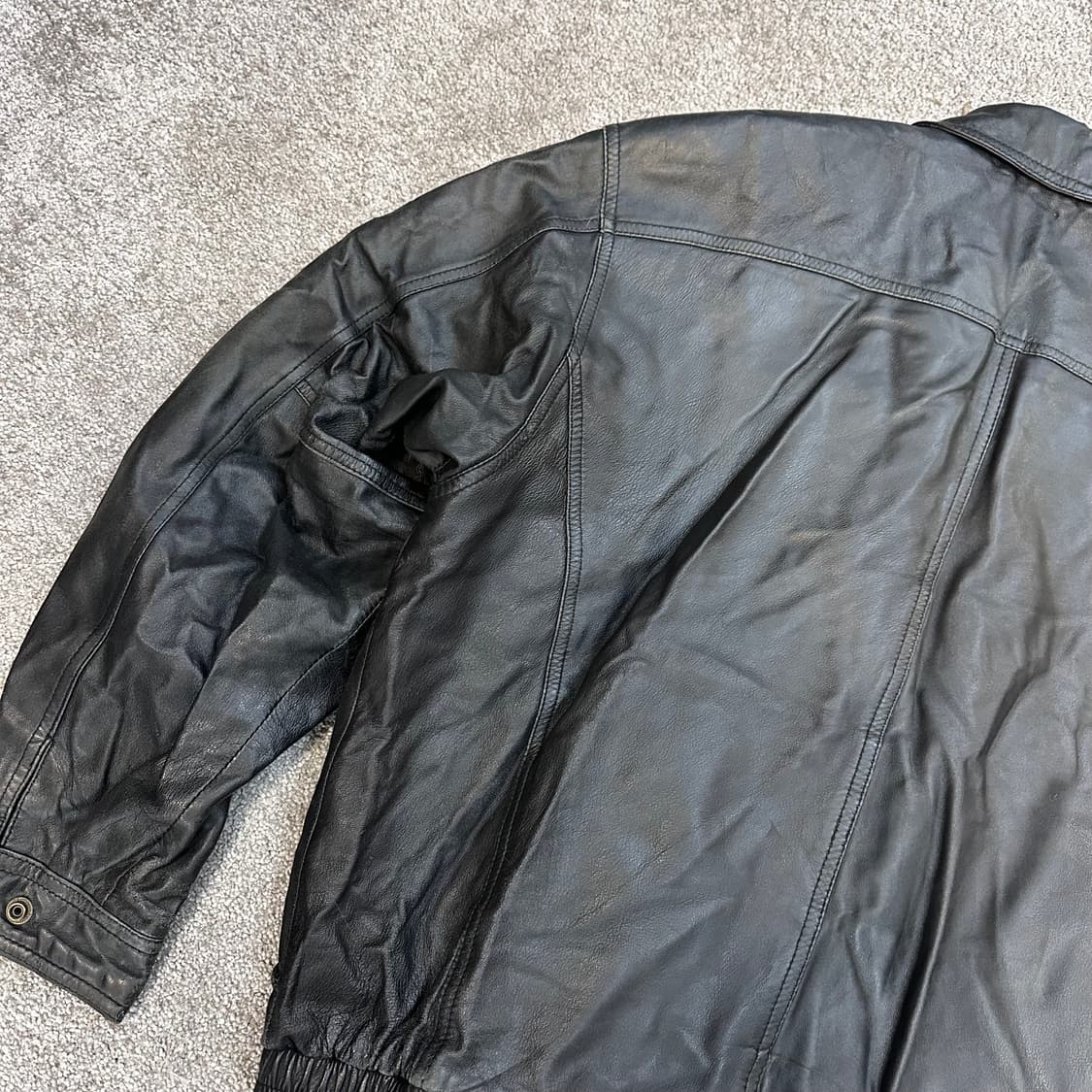 빈티지 블랙 양가죽 봄버 자켓XL 상품이미지7