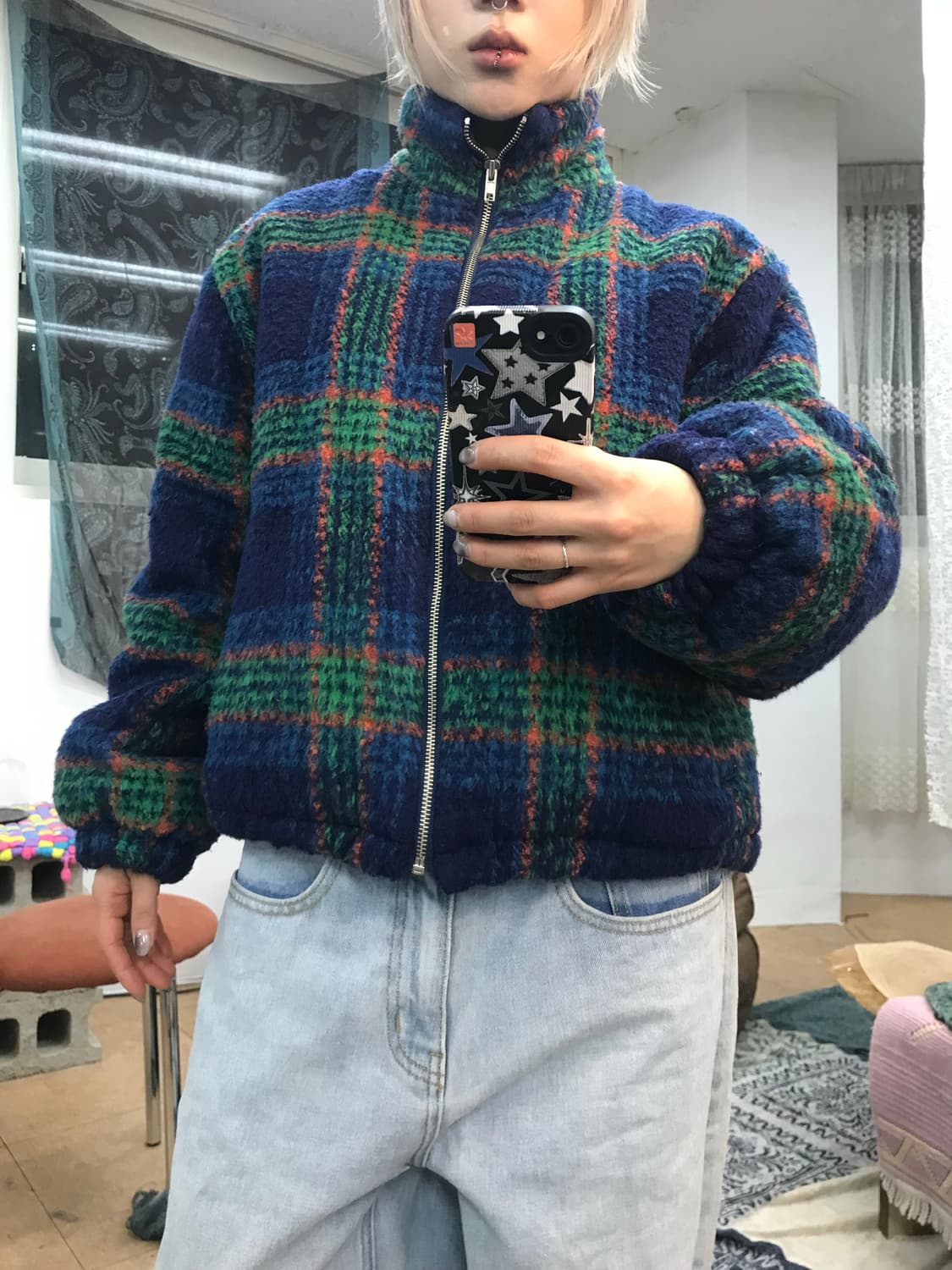 LAP 랩 여성 체크 크롭 패딩  상품이미지1