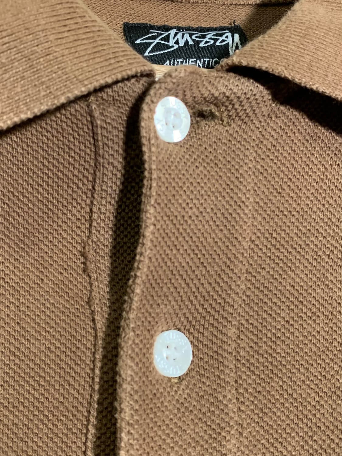 스투시 스컬 크라운 에스링크 자수 브라운 폴로셔츠  상품이미지4