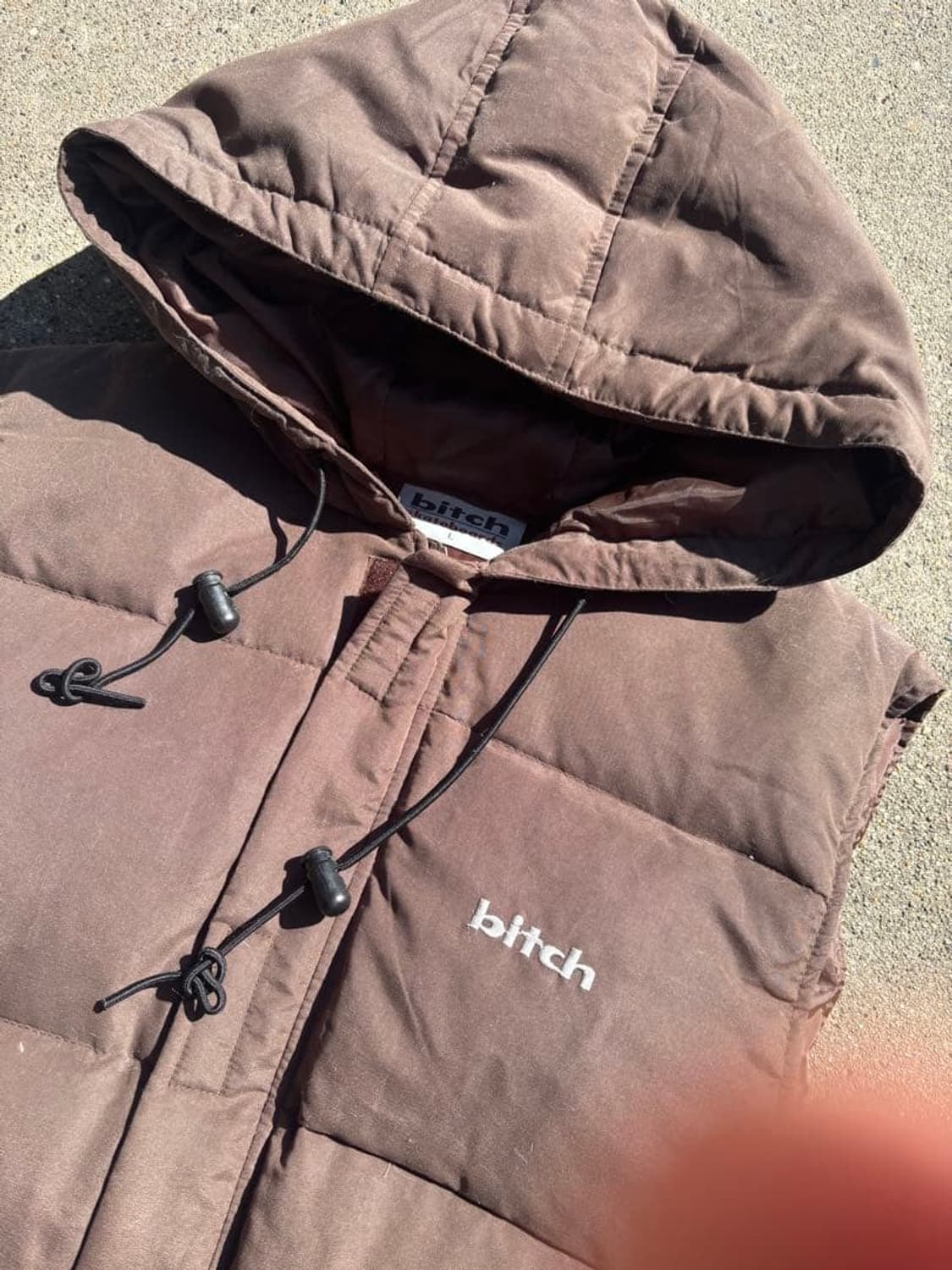 90s 비치 스케이트보드 후드 다운 패딩 베스트 브라운 상품이미지2