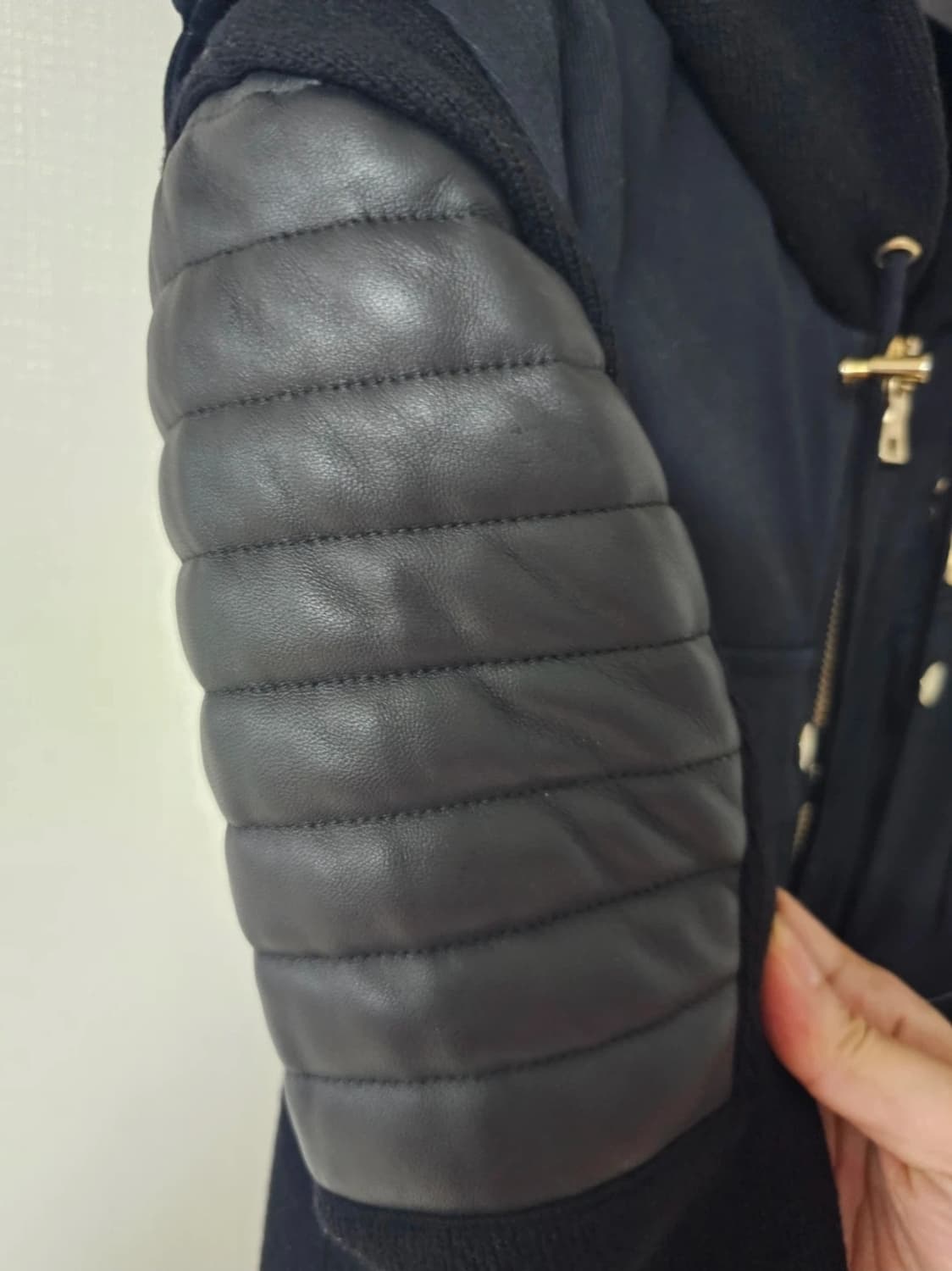 발망 가죽 패치 후드 니트 점퍼(L/정품) 상품이미지4