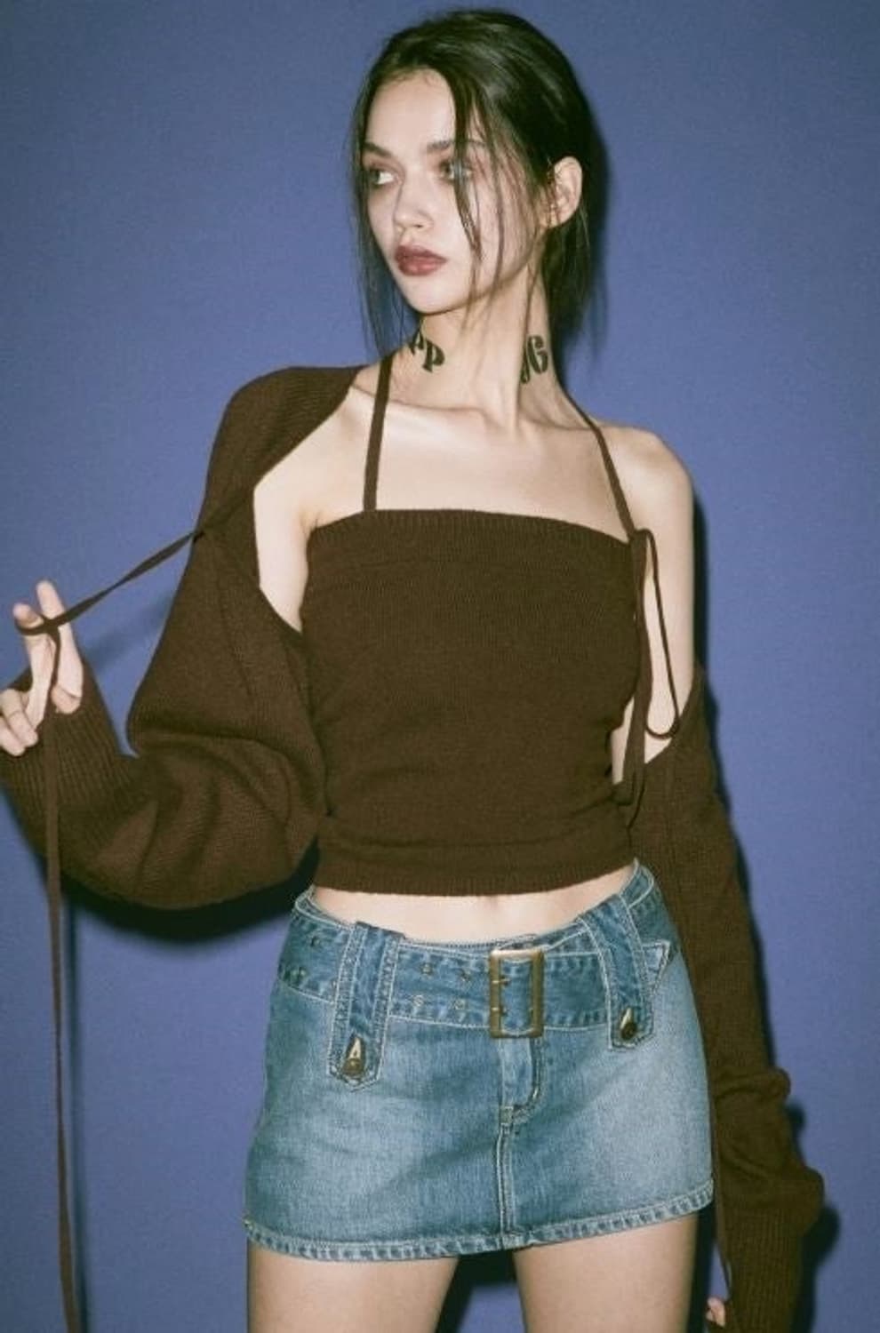 페인오어플레져 흑청 데님 스커트팬츠 상품이미지2