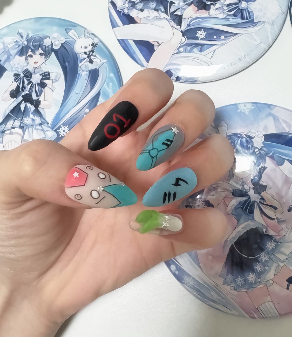 미쿠 수제 네일팁 드로잉 상품이미지1