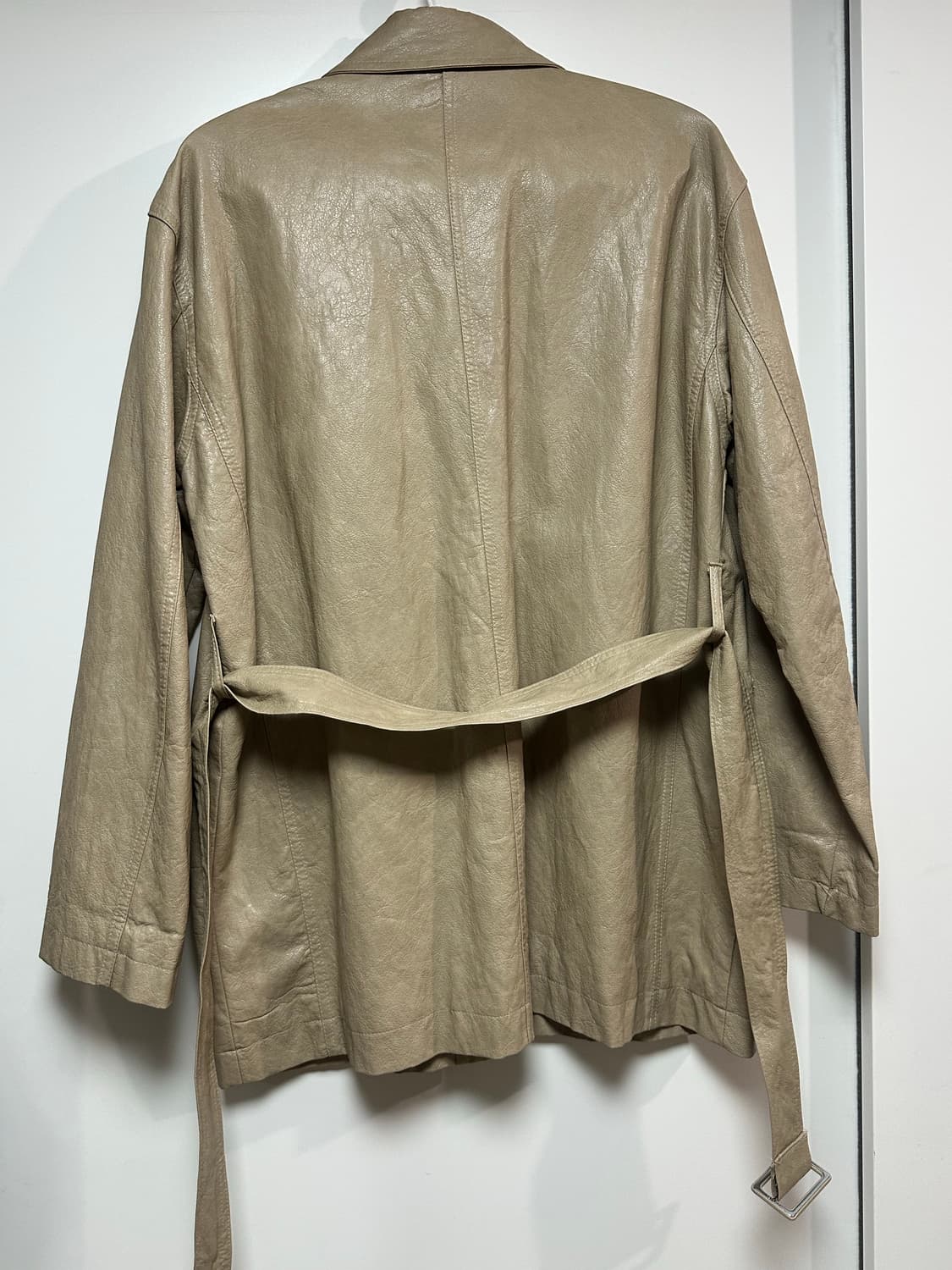 plate 레더 하프 베이지 벨트 자켓 상품이미지5