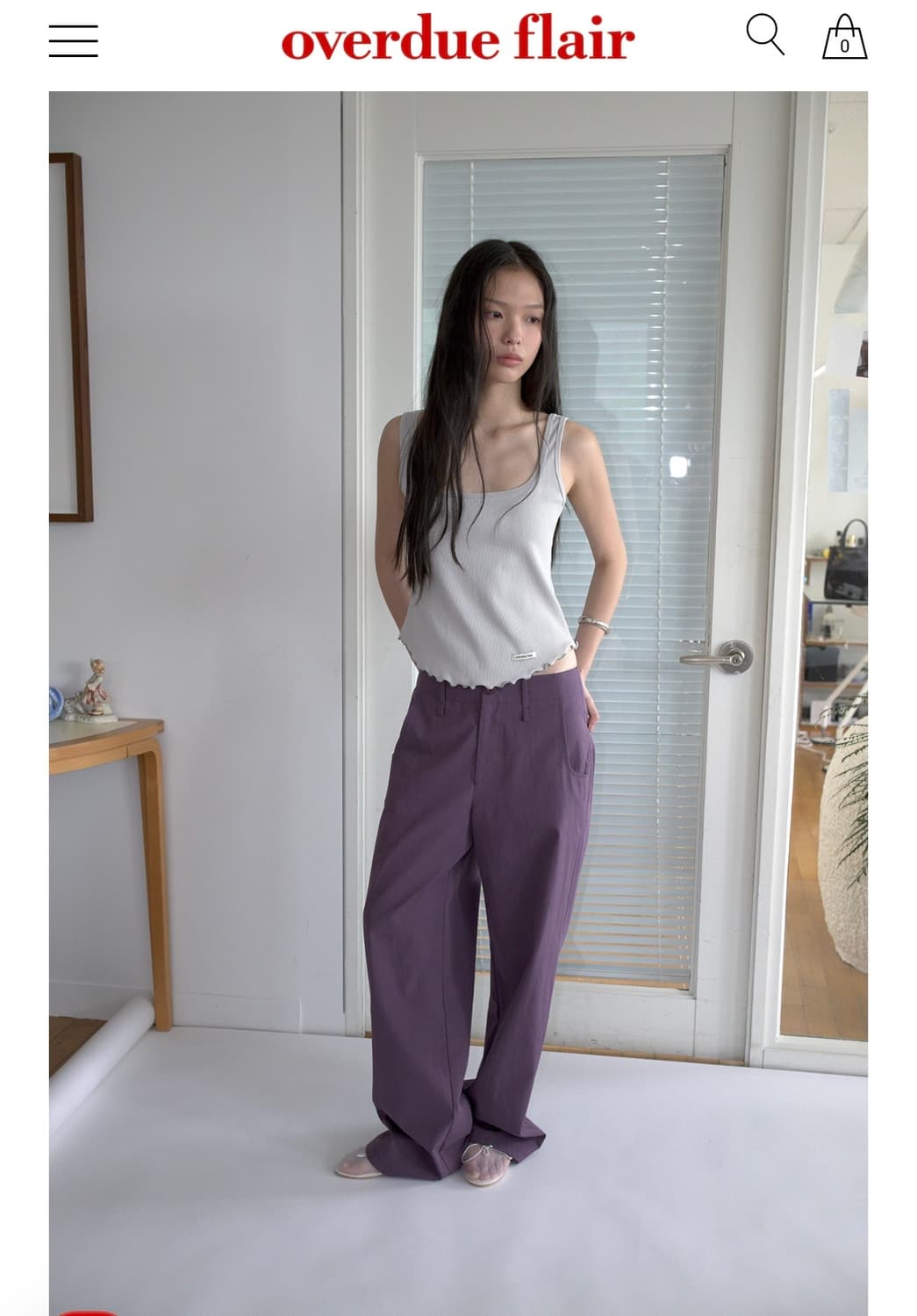오버듀플레어 color wide pants berry perry S 상품이미지2