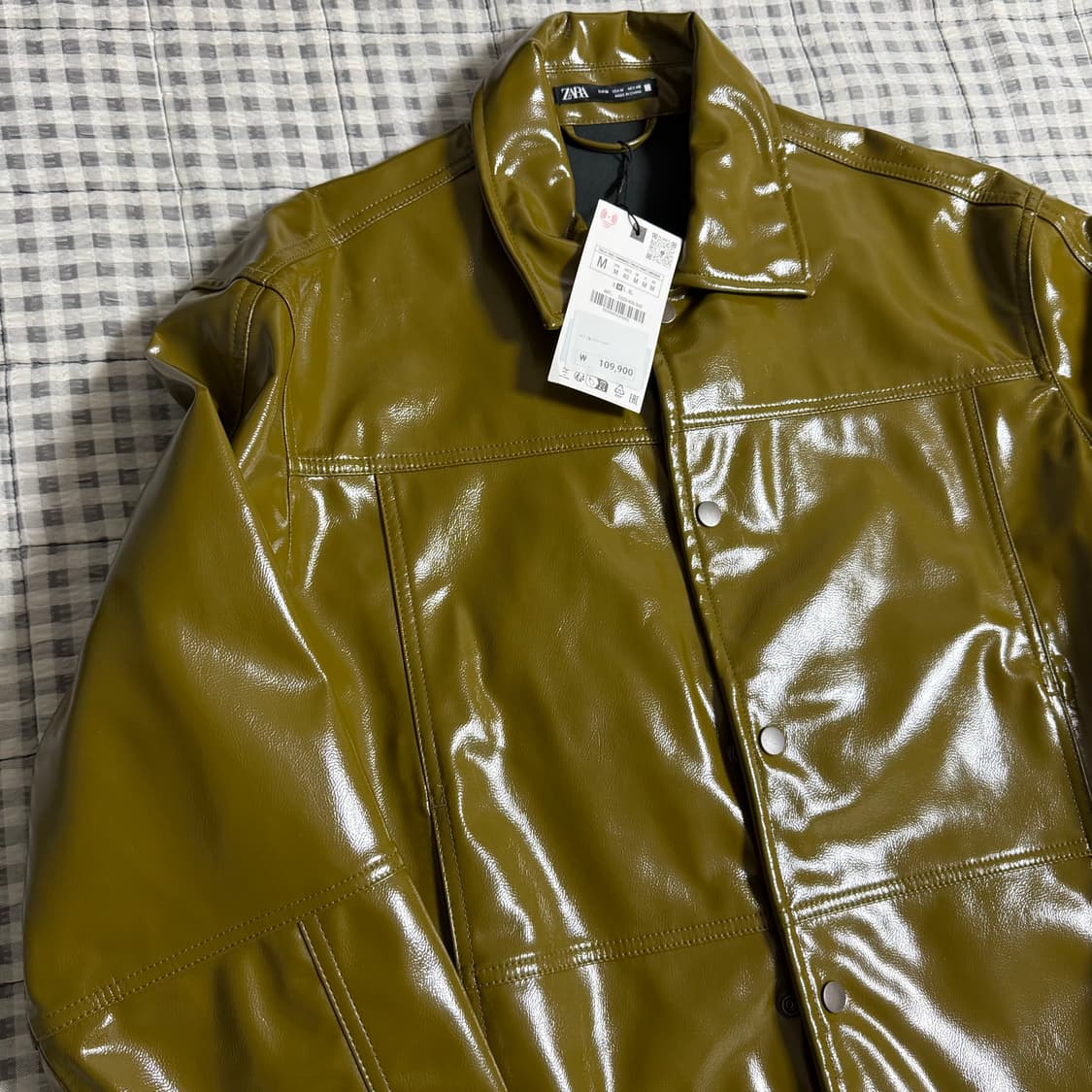 (M) Zara 자라 에나멜 자켓 카키  상품이미지2