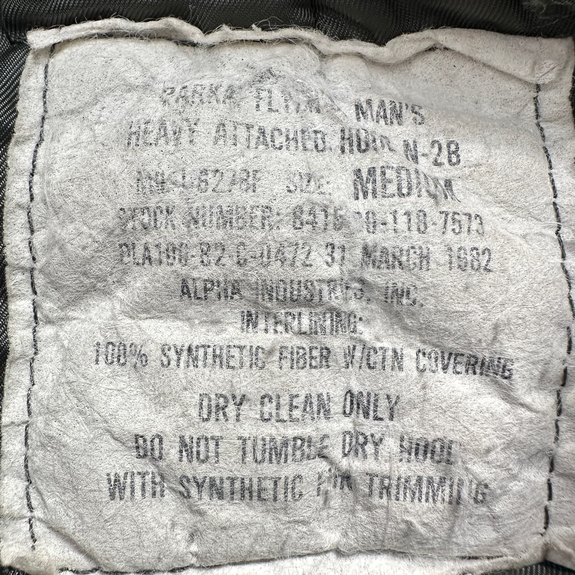 80s 오리지널 군납 알파 N-2B 미공군 플라이트 자켓 M  상품이미지5