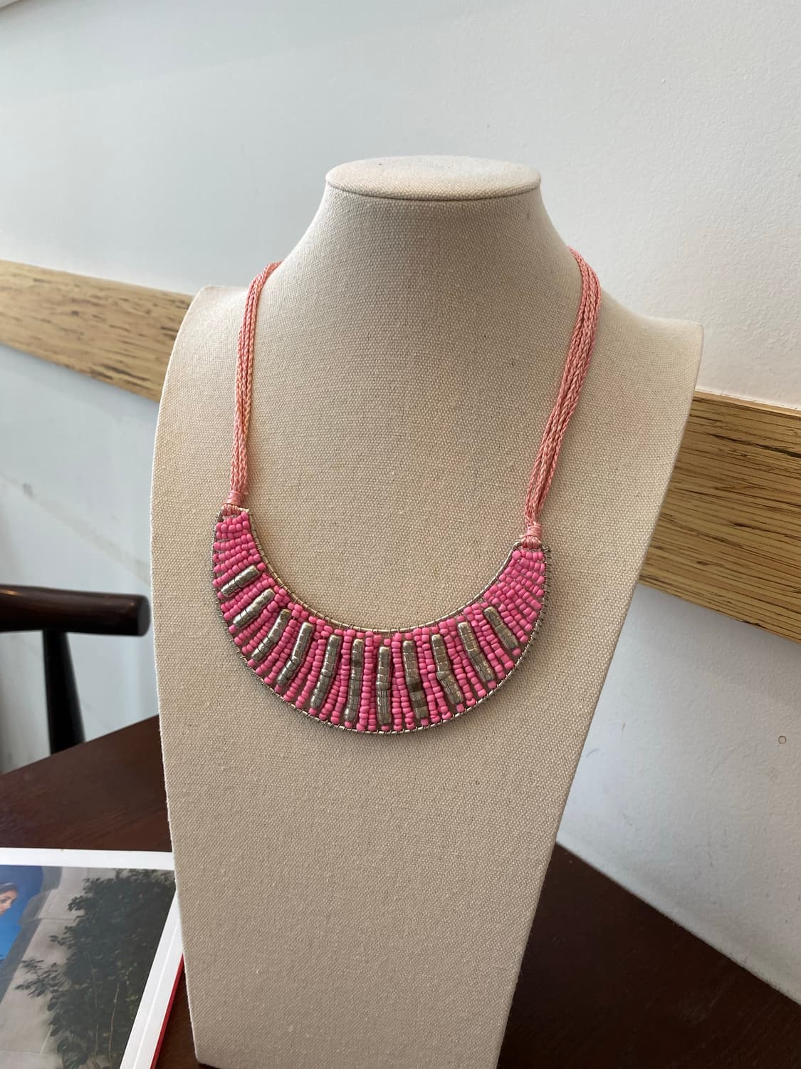 핑크 비즈 주얼리 목걸이 인도 빈티지 상품이미지1