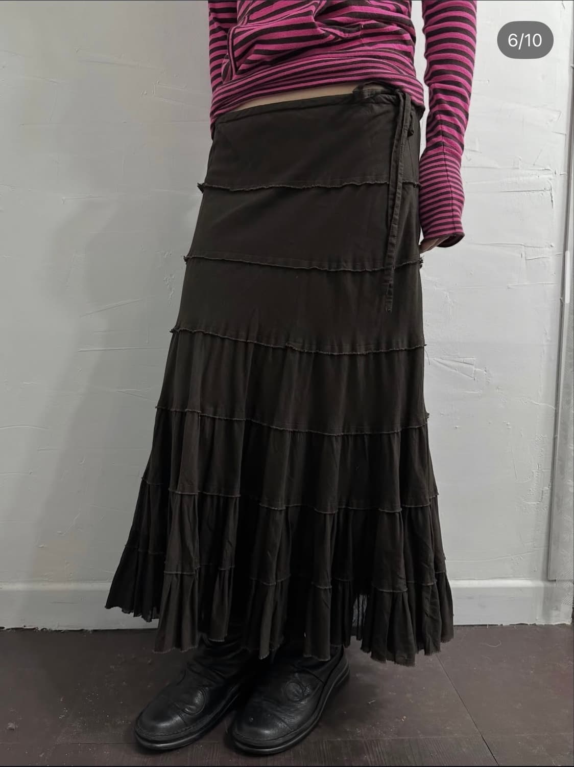 comme ca ism brown design skirt 상품이미지5