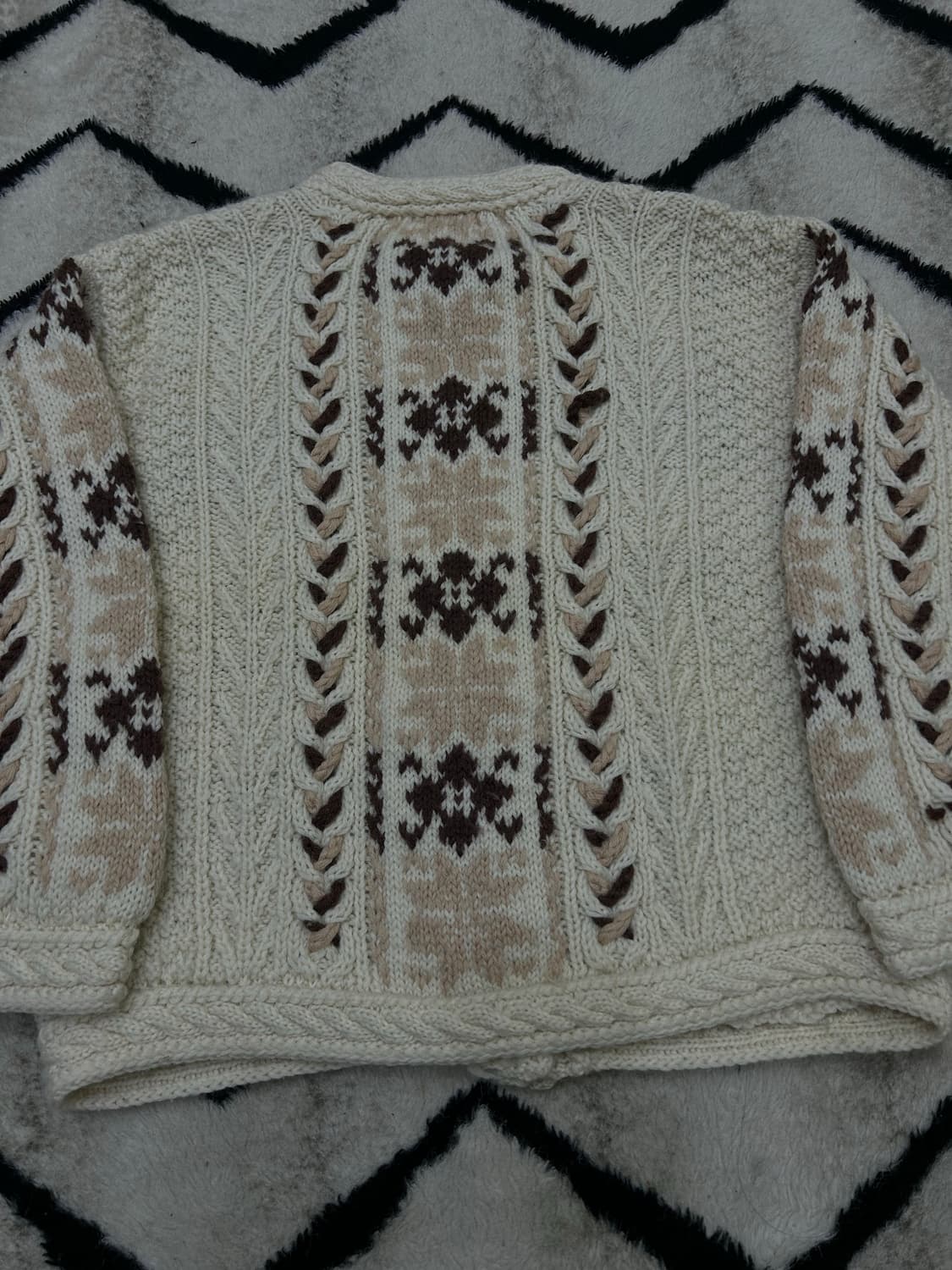 [M]CP tokyo 헤비울 케이블 자수 니트 가디건/아이보리 상품이미지3