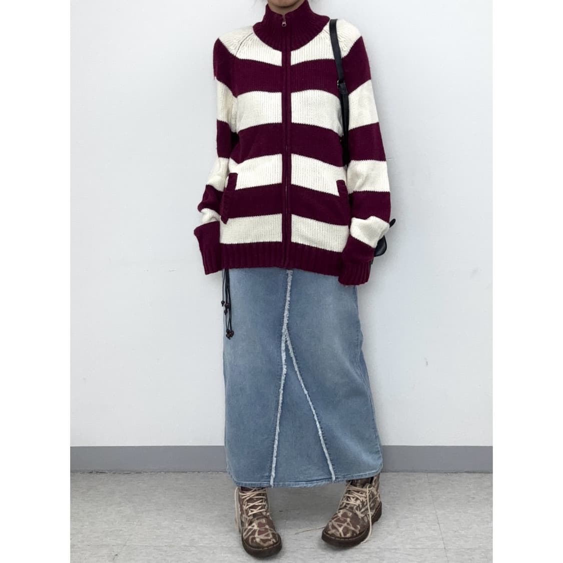 빈티지 플럼 니트 집업 상품이미지2