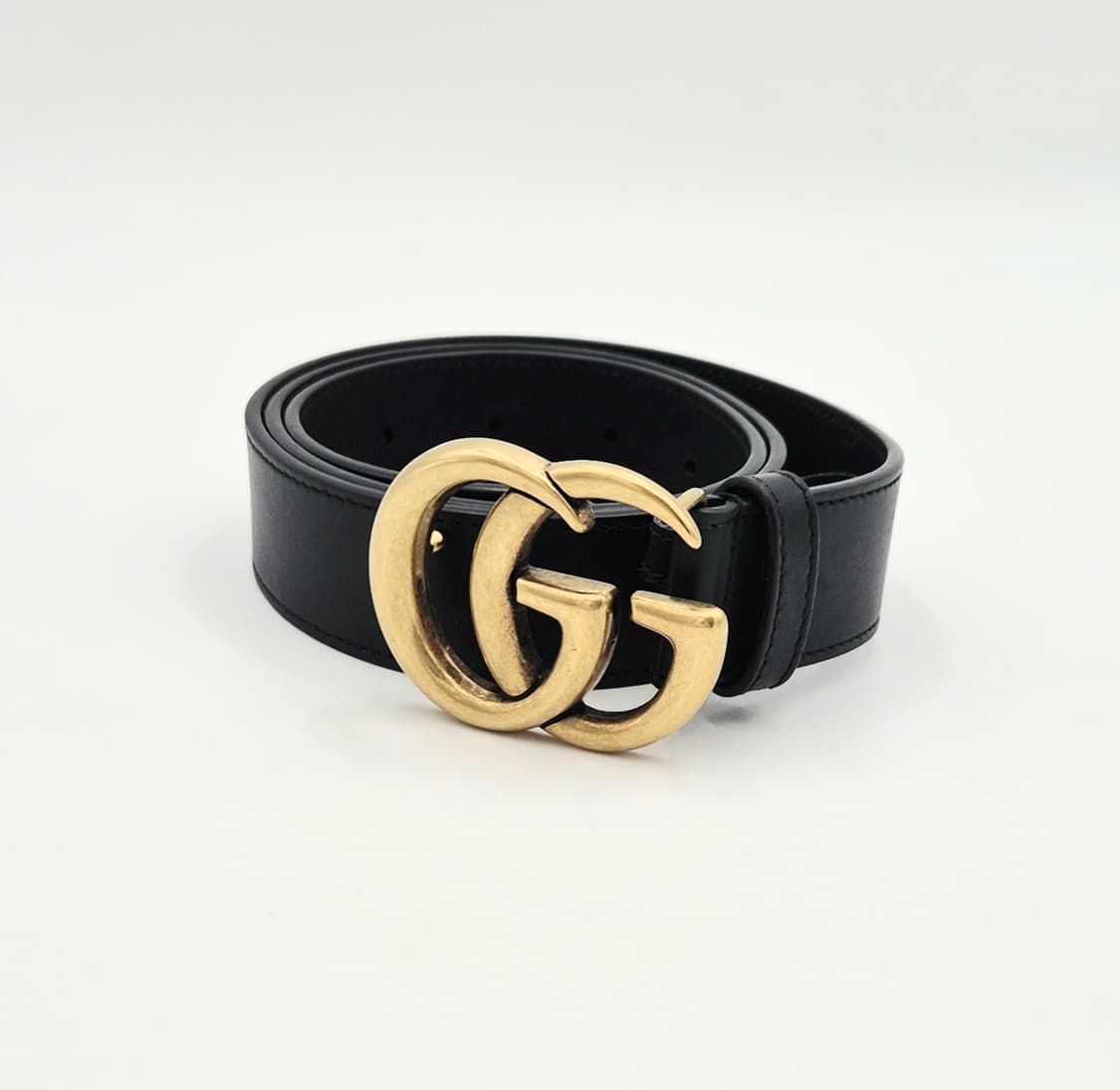 구찌 GG 마몽 블랙 레더 벨트 금장 414516 상품이미지8