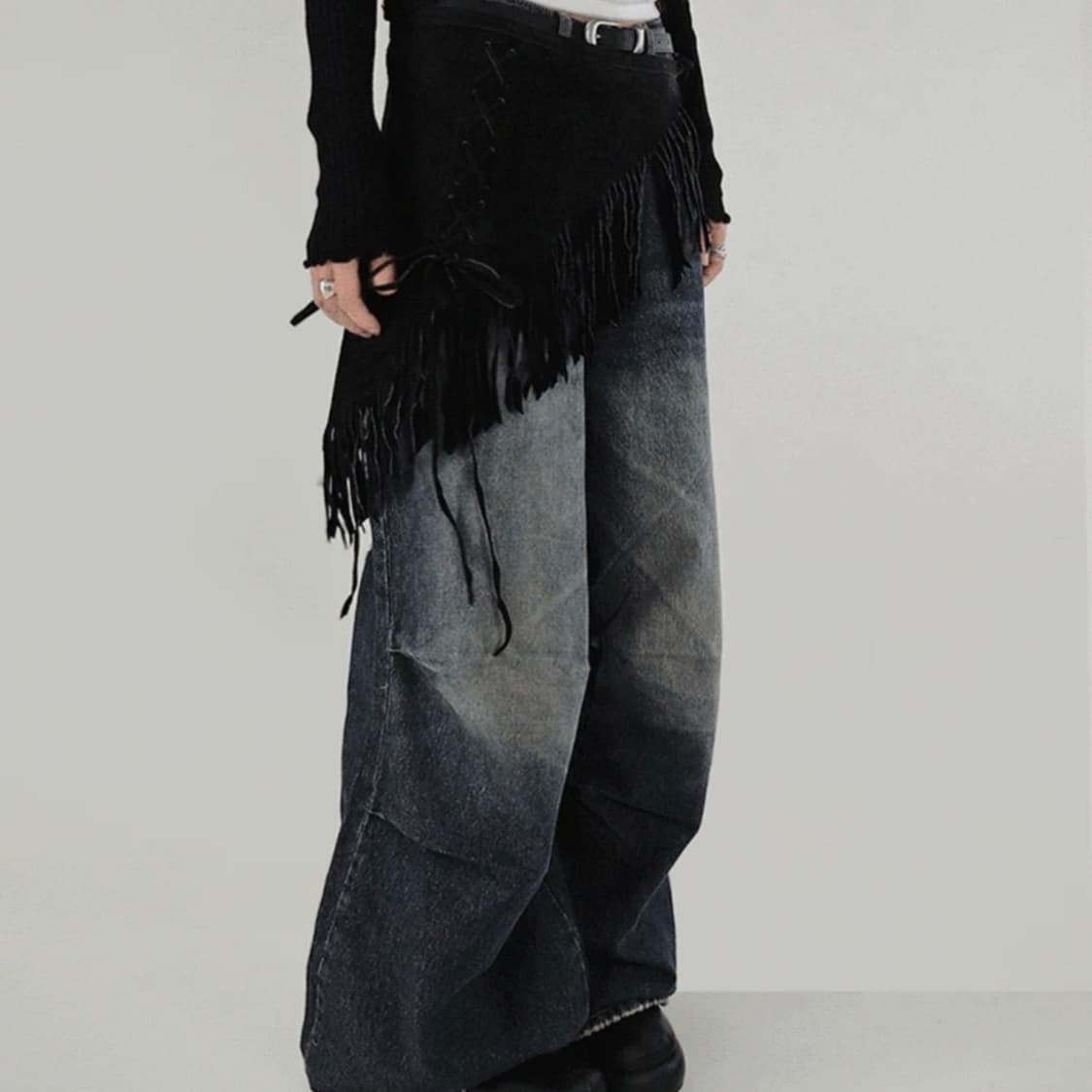 시크윈 BACK DEST VINTAGE DAMAGE WIDE JEANS  상품이미지2