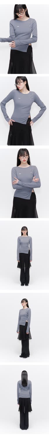 Unbalanced button long sleeves CHARCOAL 상품이미지4