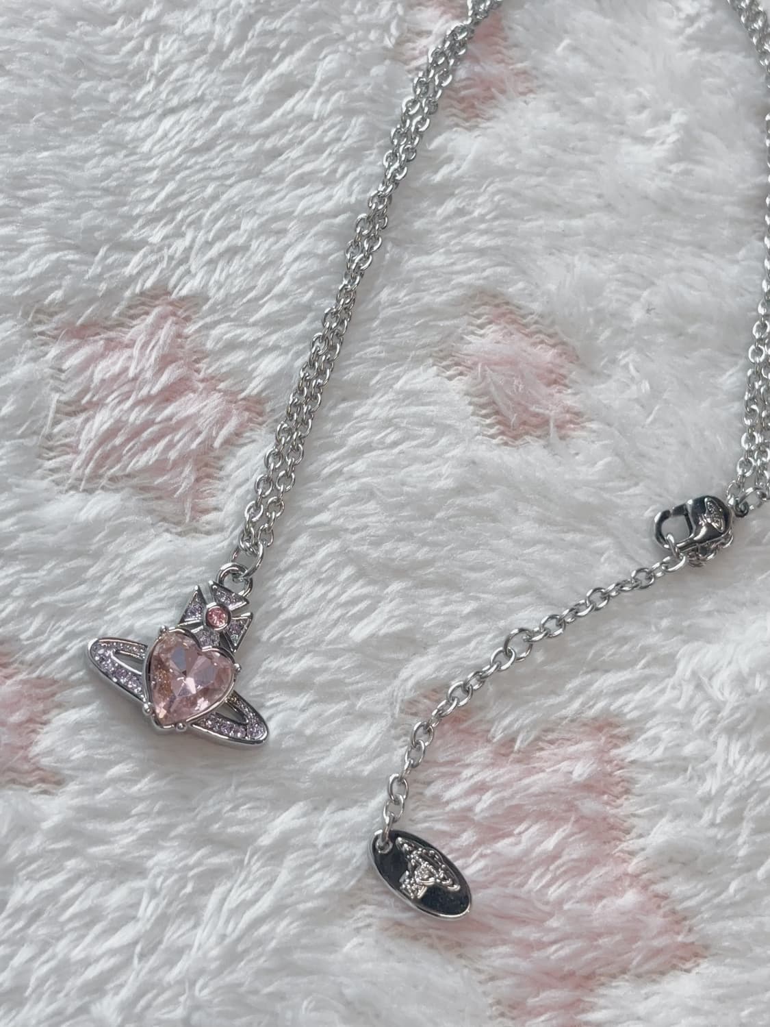 비비안웨스트우드 목걸이 아리엘라 크리스탈 핑크 실버 목걸이 상품이미지1