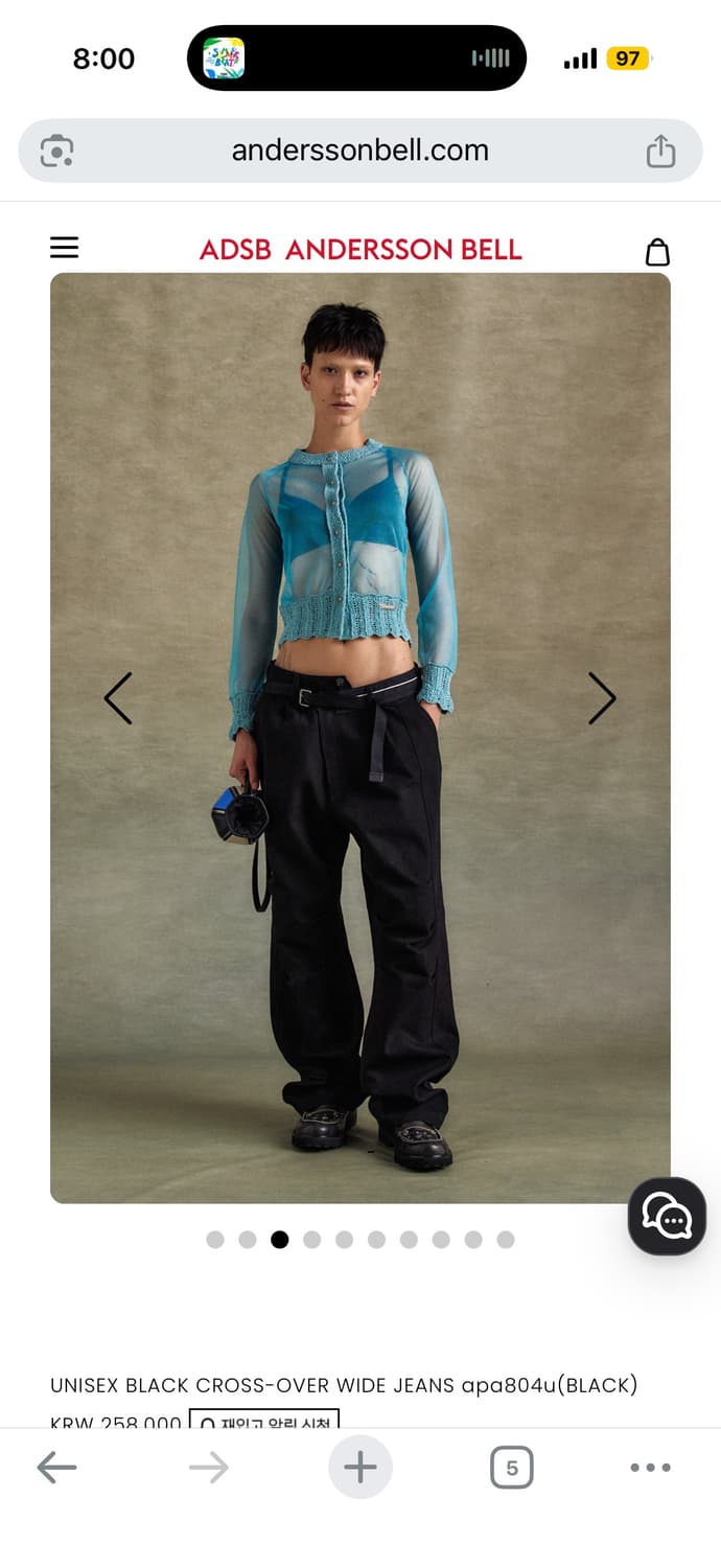 Andersonbell BLACK CROSSOVER WIDE JEANS 상품이미지5
