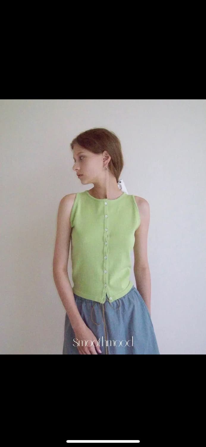 새상품 스무드무드 니트탑 슬리브리스 라임 Proust Knit Top 상품이미지1