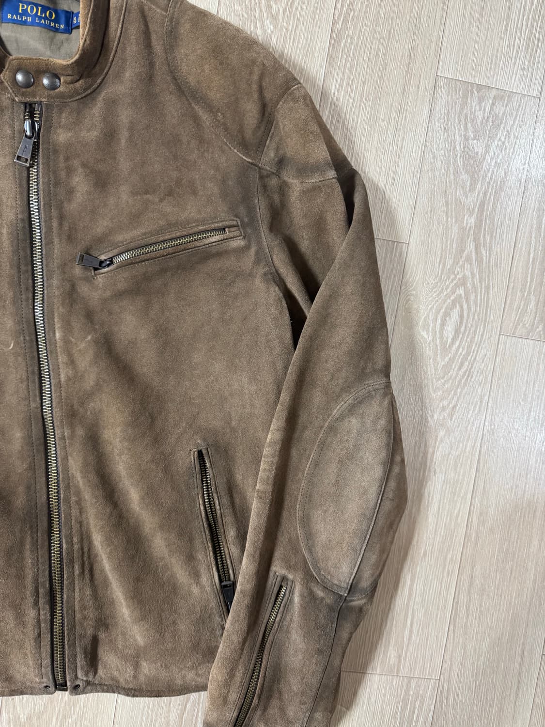 XL 폴로 랄프로렌 러프아웃 스웨이드 카페레이서 가죽 자켓 브라운 상품이미지4