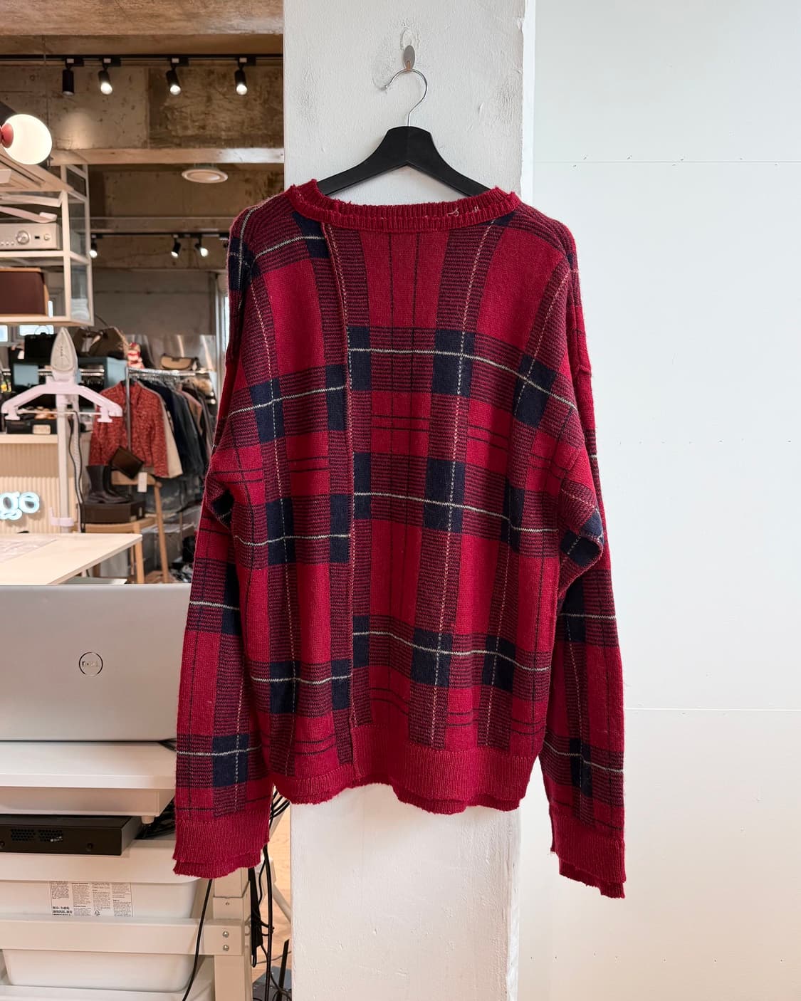 앤더슨벨 레드 어쉬매트리 체크 크루넥 니트  상품이미지7