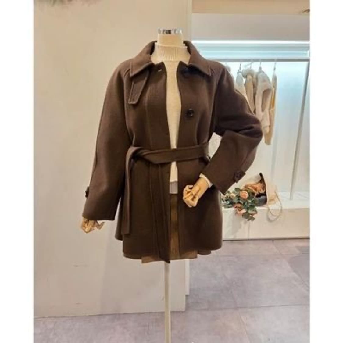 클리지 clizy 핸드메이드 벨티드 하프코트 상품이미지6