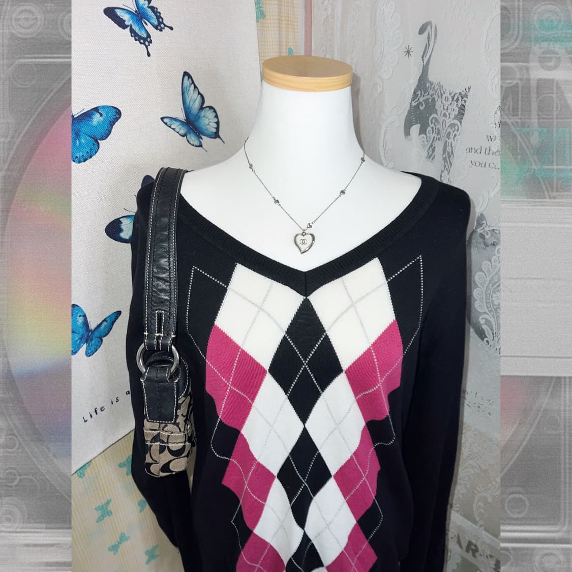 타미 핑크 아가일 니트 상품이미지6