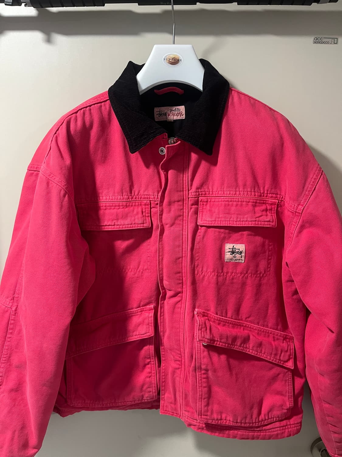 스투시 워시드 캔버스 자켓 핫핑크 상품이미지1