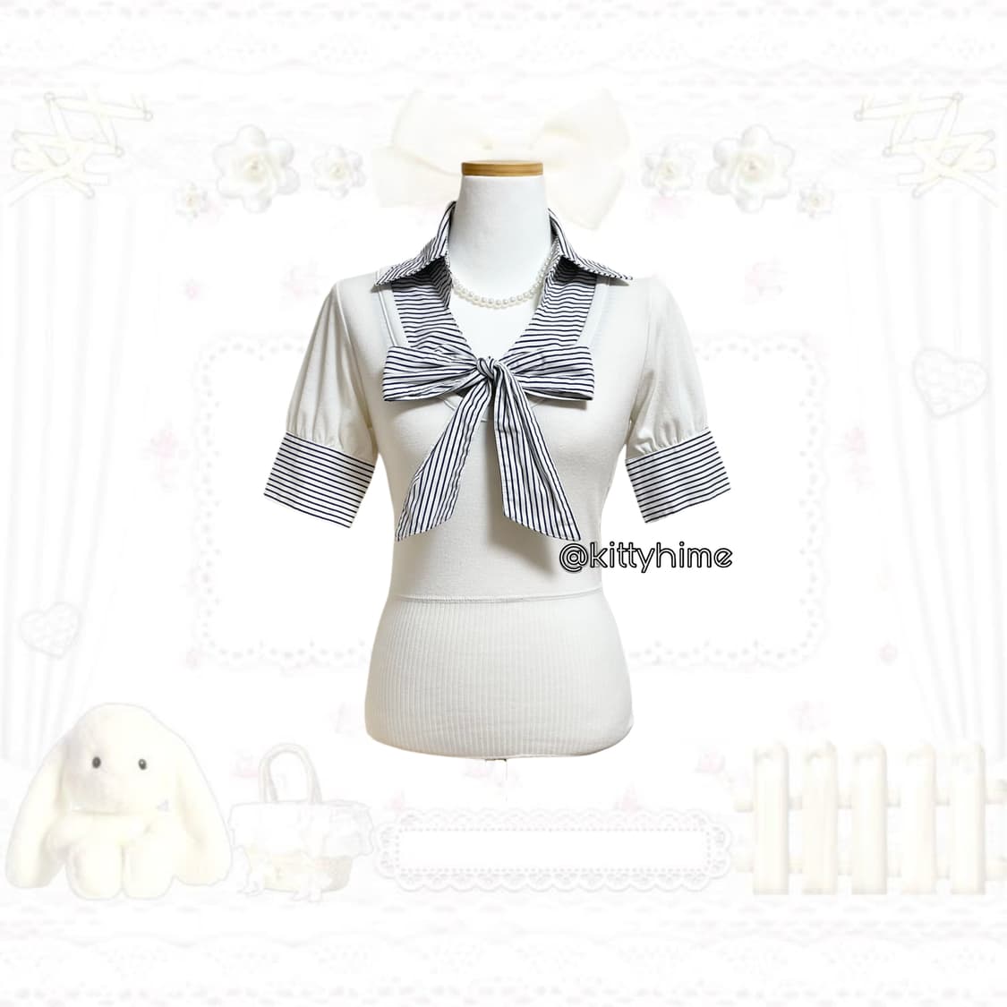 Cecli mcbee 세실맥비 오네갸루 빅리본 딱붙 로걀탑 갸루히메 상품이미지1