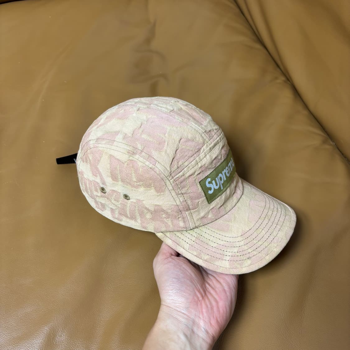 Supreme 슈프림 자카드 데님 올리브 탄 캠프캡 모자 상품이미지3