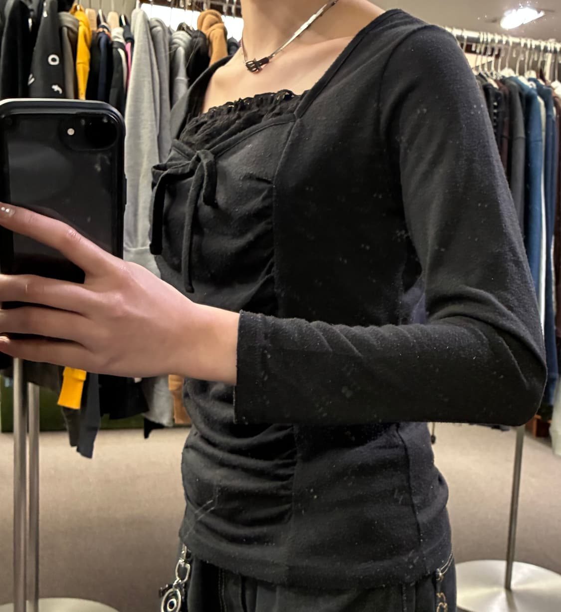 M)Japanese vintage 여성 레이스 셔링 롱슬리브 상품이미지3