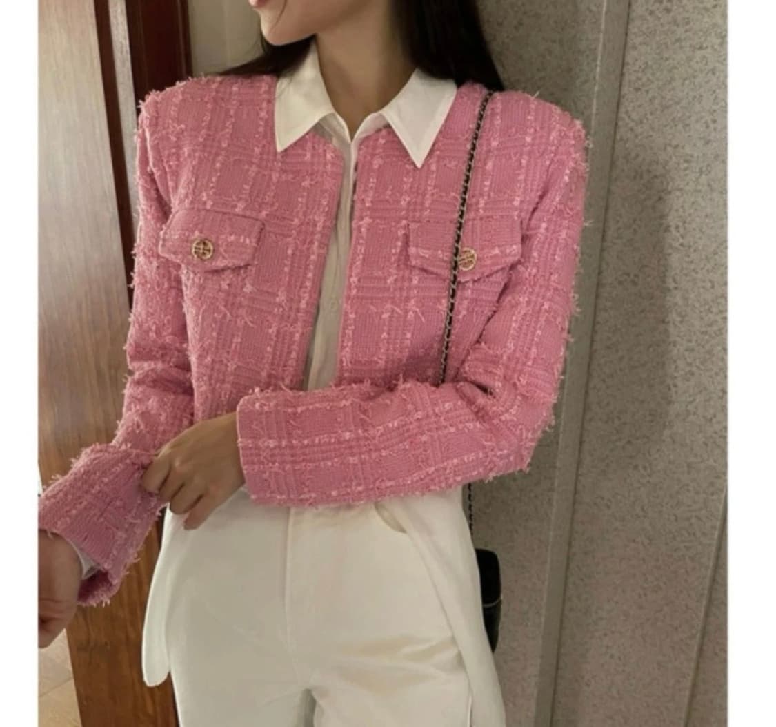 트위드자켓 숏자켓 크롭자켓:) 숏코트 하객룩 오피스룩 데이트룩 연망룩 상품이미지1