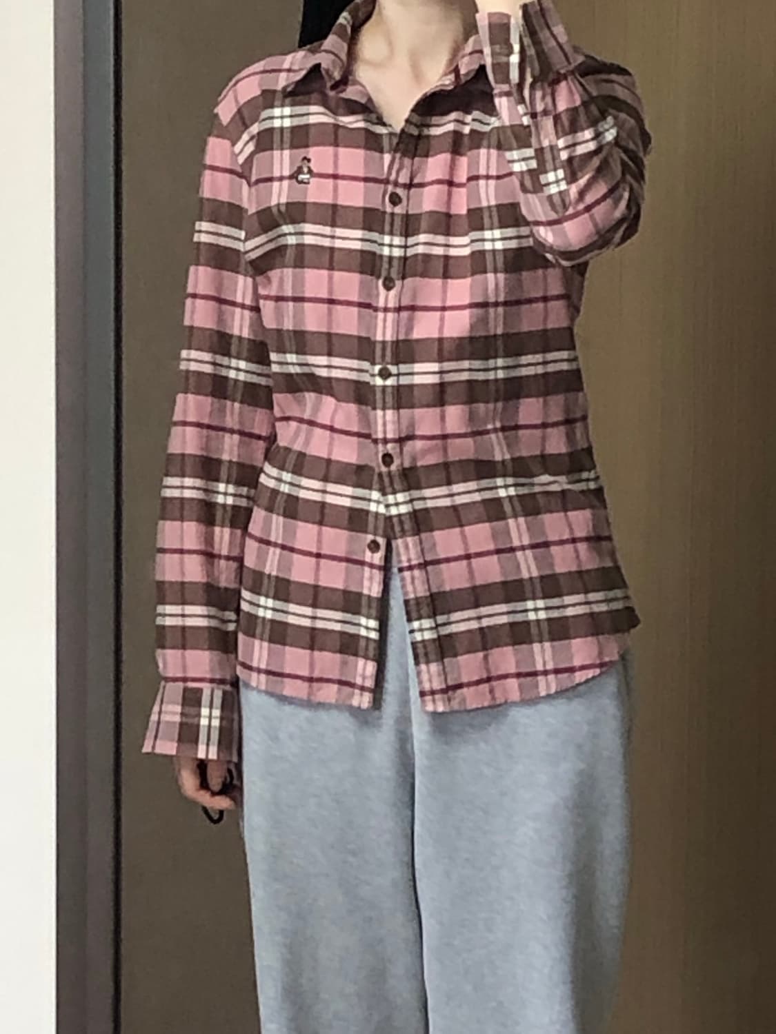 M 티니위니 핑크 체크 셔츠 남방 y2k 빈티지 상품이미지9