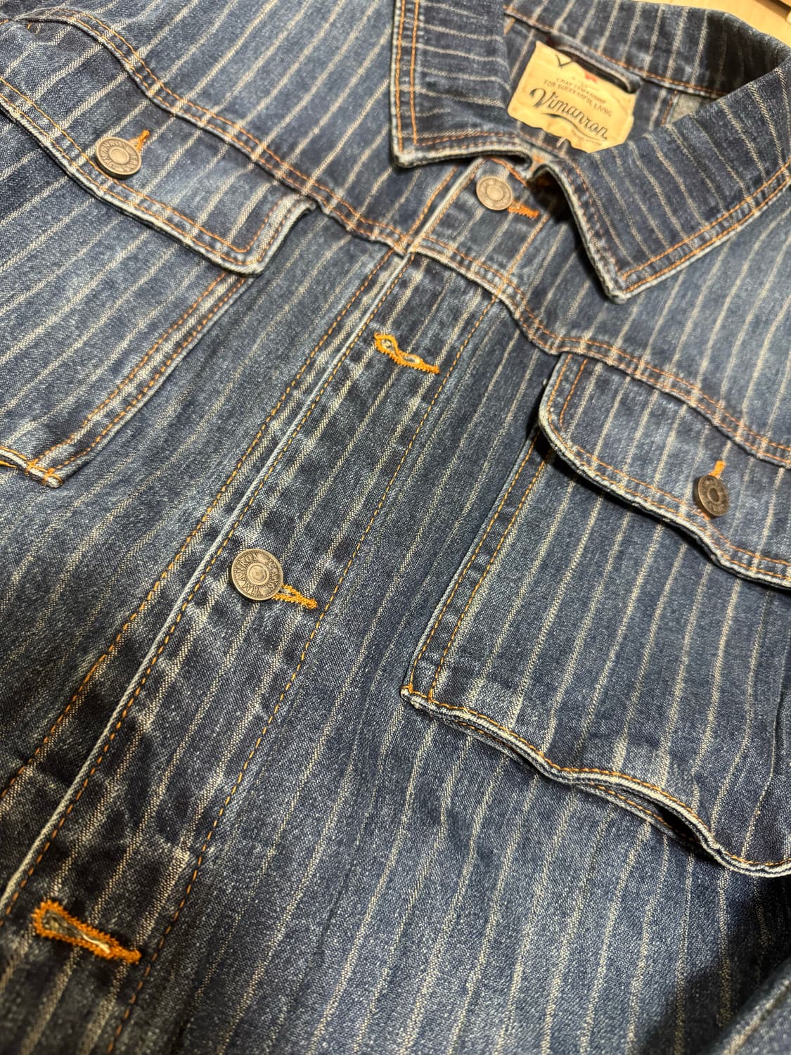 Vimannon 빈티지워싱 블루 스트라이프 데님자켓 상품이미지2