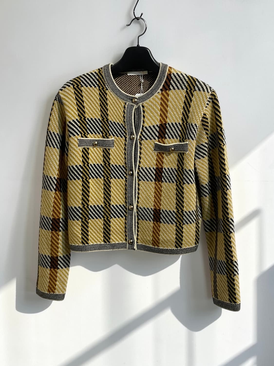 그로브 아가일 체크 니트 가디건 상품이미지1