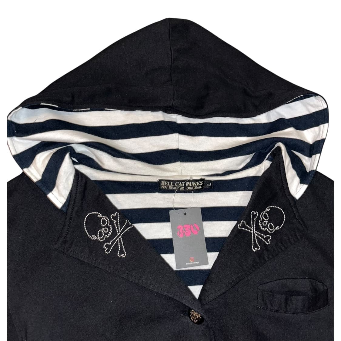 HELL CAT PUNKS 헬캣펑크 단가라 후드 해골자수 자켓 펑크y2k 상품이미지3