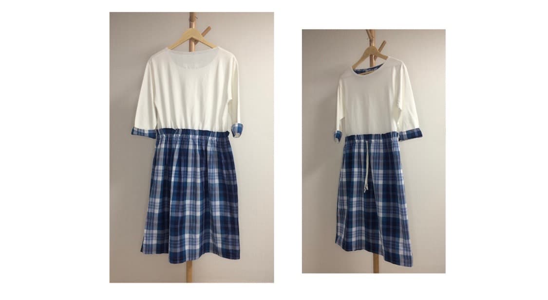 빈티지 블루 체크 원피스 상품이미지5