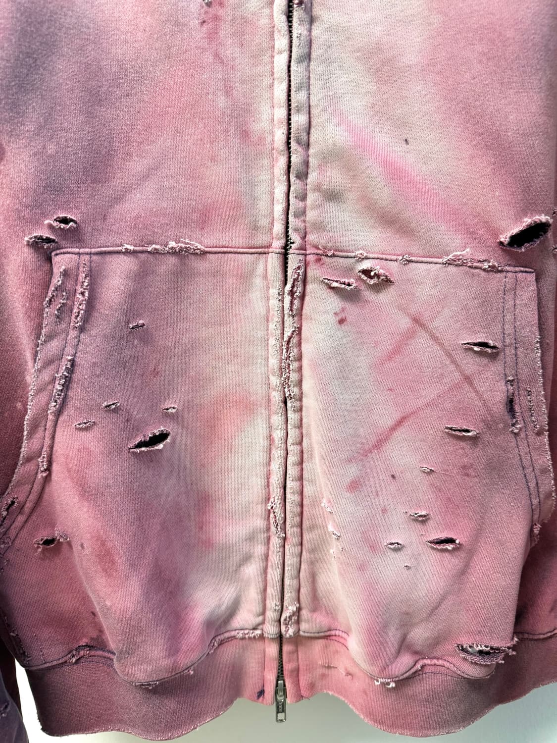 (색감 탑)Distressed faded custom hoodie zip 상품이미지4