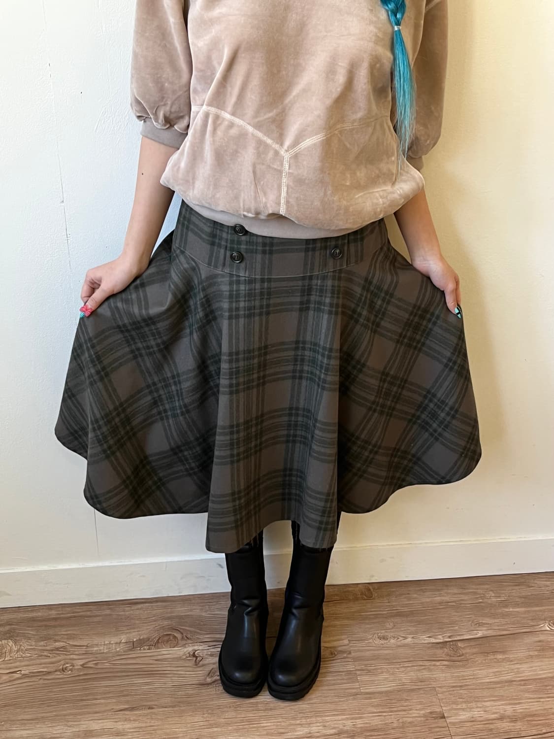 Yorkland 버튼업 체크 스커트 상품이미지6