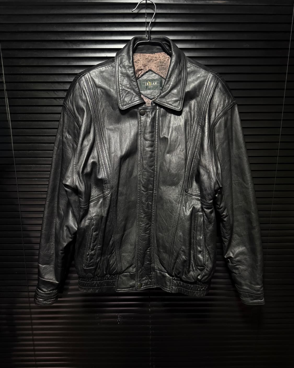 인디안 양가죽 점퍼 블루종 봄버 가죽 레더 카라 집업 블랙 검정 100  상품이미지2